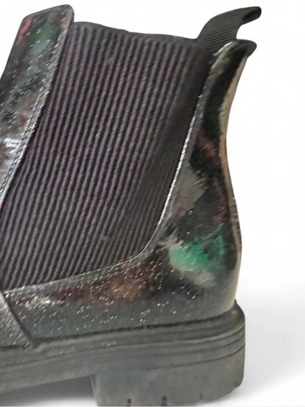 Kids Sparkle Black Chelsea Boots